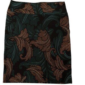 LuLaRoe Floral Print Stretch Skirt, Black, Green, Gold & White/Size 2XL (22-24)